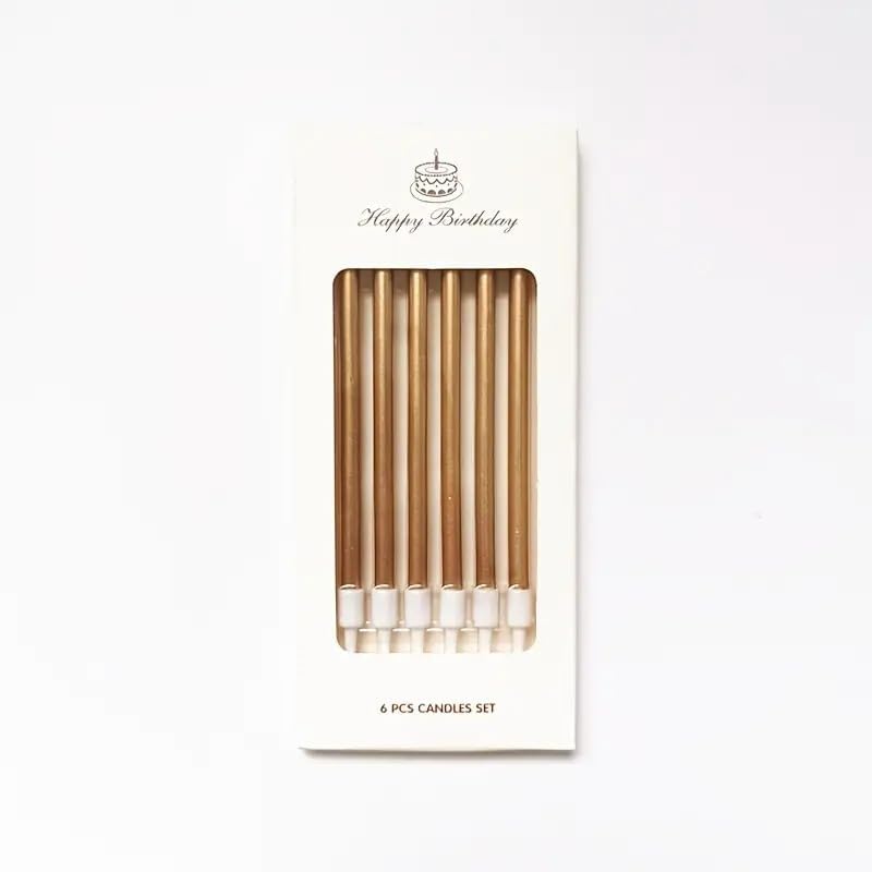 Decorative Birthday Candles for Celebrations, Anniversary, Wedding, Romantic Evening (6PCS CHAMPAGNE)