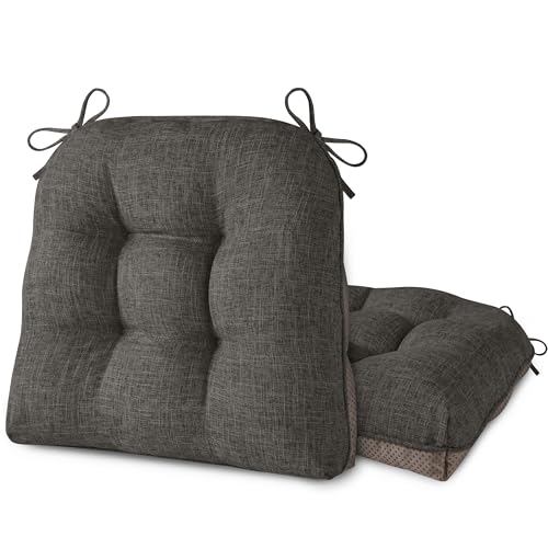AddGrace Chair Cushions for Dining Chairs 2 Pack 18"x17"x3" Dark Grey