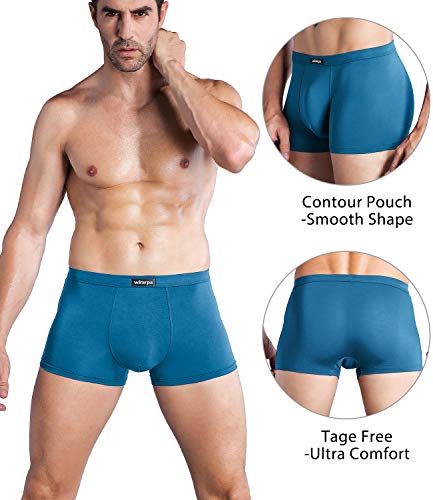 Wirarpa Men's Soft Stretchy Underwear Micro Modal Trunks Briefs Covered Waistband Short Leg Multicolored 4 Pack, Large #TOP1