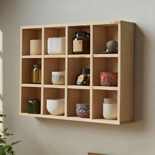 Xalteafe Tassenregal Holz Setzkasten Massivholz Teetasse Halter Vintage Kaffeetassen Regal Wand Dekoration Teetasse Halter Stabiles FüR Teekannen Kunsthandwerk Figuren