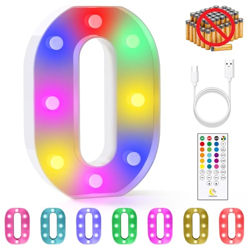 mooncow Rechargeable Light Up Letters,Colorful Marquee Letters with Remote,Gift Wrap Gifts,Bedroom Home Bar Party Decor (0)