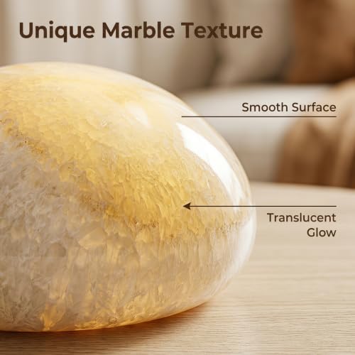 Forrader Lampe en marbre naturel sans fil avec contrôle tactile - Petite lampe de table en marbre rechargeable - Lumière chaude à intensité variable - Lampe tactile portable en marbre pour chambre à – vue 4