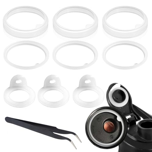 CIATBYYJ 10 Pcs Water Bottle Gasket Replacement, 9 Silicone Water Bottle Lid Covers with Tweezers Replacement Compatible with 24/32/40/64oz Lid Sealing O Rings Fit Straw Lids & Spout