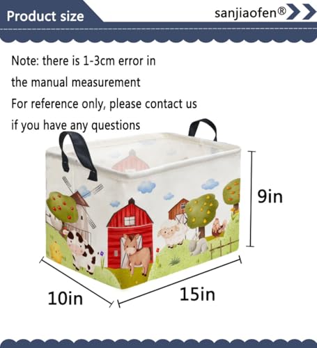 Image of Rectangular Kids Baskets,Farm Baskets for Kids .Waterproof PE Coating Cute Basket with Handles.Boys Bins,Gifts Box,Books Basket. (Farm)