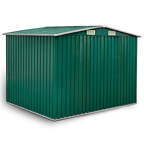 ZeoTioo Geräteschuppen Gerätehaus Gartenhaus Giebeldach Metall grün 257x205x178 cm – Bild 3