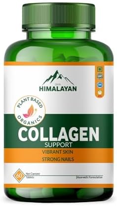 Divya Himalayan Collagen Support Supplement, 60 Tablets, Skin Health, Joint Flexibility, Hair Strength, Herbal Blend, Vitamin C, Biotin, Silica.