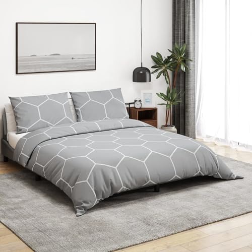 Iiaky DU Vet Cover Set Grey 260x240 cm Cotton-Bedding DU Vet Cover,Soft Microfibre Polyester,Bedding Quilt Cover Set,with Pillow cases