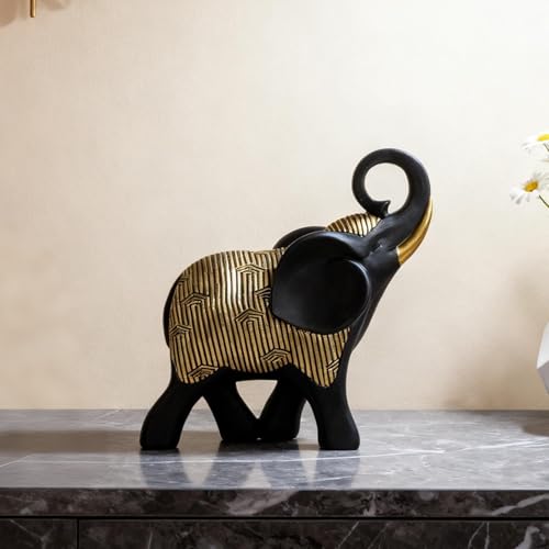 Figura decorativa de elefante negro y dorado 8.66x7.87x2.76 in miniatura 4