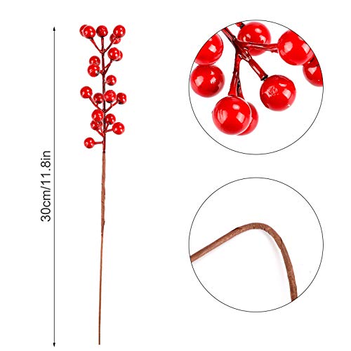 image for COCOBOO 25pcs Artificial Red Berry Stems Christmas Red Berries for Hol