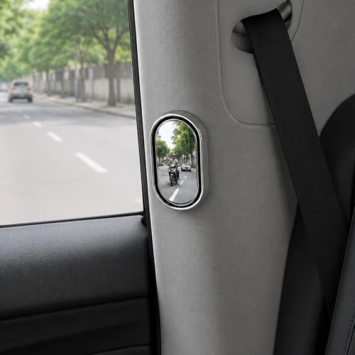 Image of Car Exit Safety Mirror, Wide Angle Convex Blind Spot Mirror, Stick-On, for Cars, SUVs & Taxis, 2 Pack