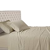 Royal Hotel Stripe Sheets - Top Split-King: Adjustable King Bed Sheets - 4PC Bed Sheet Set - 100% Cotton - 600 Thread Count - Deep Pocket, Top Split King, Tan