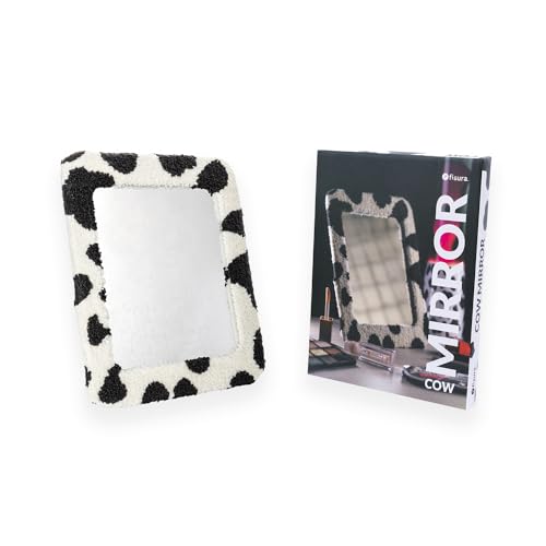 Fisura – Espejo de Mesa Original “Vaca”. Espejo para Maquillaje de 25 centímetros. Espejo Decorativo de Pared Estampado. Espejo pequeño para Mesa.