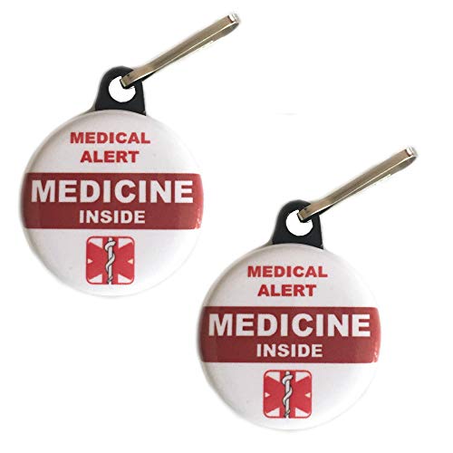 Medicine Inside Bag Tag Medical Alert Zipper Pull Set 2 pcs