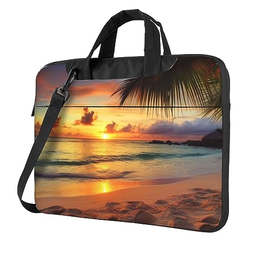 Sac ordinateur portable grande capacité à imprimé coucher de soleil et bandoulière