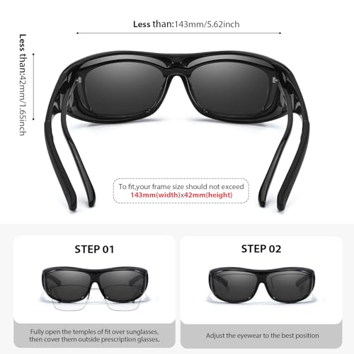 VIEWBETTER® Polarized Fit Over Glasses Sunglasses for Women Men Oversized Trendy Stylish Snap Shades UV400 Protection V41064
