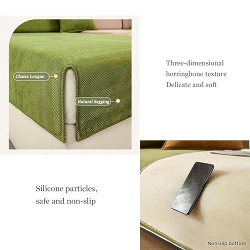 AHSBND Sofa Cover Chenille Slipcovers Protector: Furniture Couch Universal Non-Slip L Shape Corner Cushion Herringbone Dog Scratch Guard Cat for Living Room (90 * 210cm) - Image 6