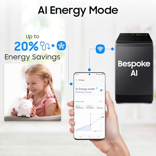 Image of Samsung 12 Kg, 5 Star, AI Wash, AI Energy Mode, Wi-Fi, Ecobubble, AI VRT+, Super Speed, Soft Closing Door, Digital Inverter, Fully-Automatic Top Load Washing Machine (WA80F12S5CTL, Deep Charcoal)