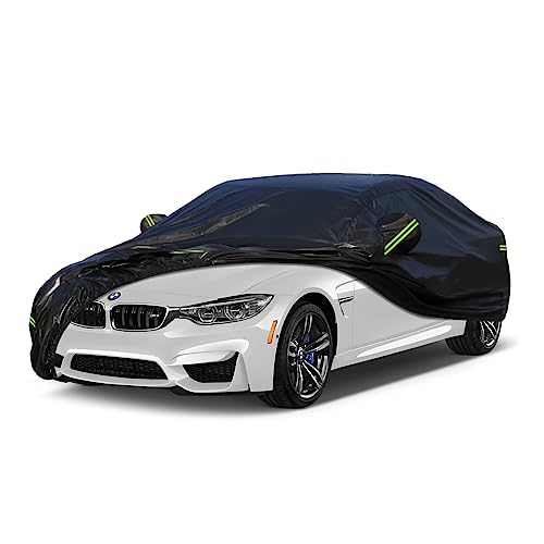 Image of Kaugung 7 Layers Car Cover Custom Fit BMW 3 Series 328i 330i 335i (2011-2025), Outdoor Waterproof All Weather Sun Rain Dust Snow Protection with Zipper Door.