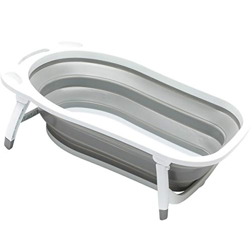 Baby Badewanne/Reisebadewanne mit Verschlus-Thermometer (ZUSAMMENKLAPPBAR) (GRAU)