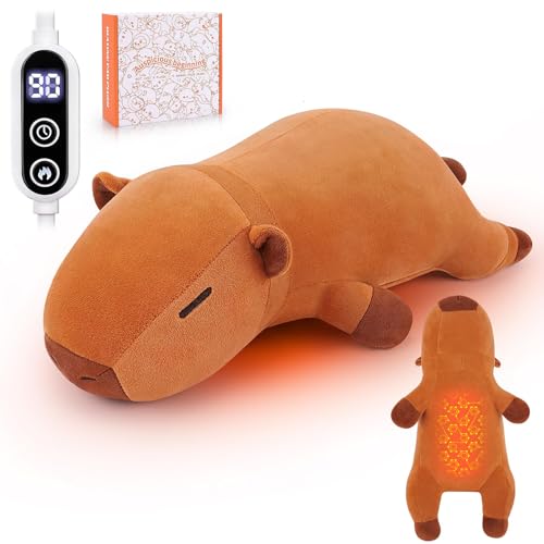 Electric Heating Pad for Cramps & Menstrual Pain Relief 14Capybara Stuffed Animal Plush Heating Pad USB Powered Portable Plush Heated Stuffed Animals for Neck/Back/Shoulder Gift for Women Wife Girls