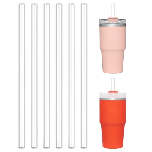 6 PCS Replacement Straws for Stanley|Owala|Simple Modern 40oz 30oz Tumbler, Reusable Clear Drinking Straws with Cleaning Brush for Stanley Cup Accessorie，BPA Free, Dishwasher Safe