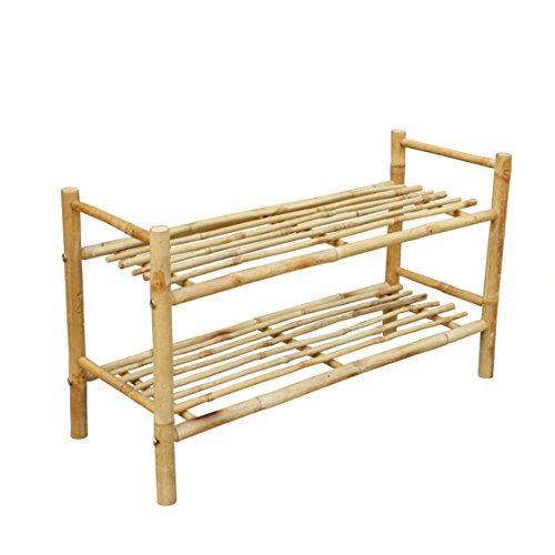 Statra Shoe Rack Organizer 2 Tier Storage Bamboo Entryway Hallway Shelf, 16" H