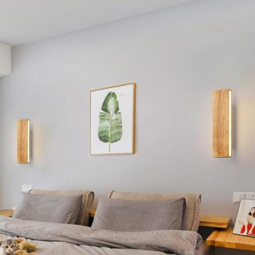 Aplique de pared interior nórdico LED rectangular de madera para sala 6
