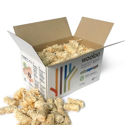 WOOLOO Premium Holzwolle-Anzünder 1,5kg (ca. 150 Stück) | Öko Kaminanzünder & Grillanzünder aus Holzwolle & Wachs | Lange Brenndauer, geruchlos & rückstandsfrei | PEFCzertifiziert WOOLOO Premium Holzwolle-Anzünder 1,5kg (ca. 150 Stück) | Öko Kaminanzünder & Grillanzünder aus Holzwolle & Wachs | Lange Brenndauer, geruchlos & rückstandsfrei | PEFCzertifiziert