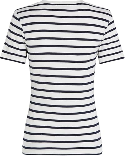 Tommy Hilfiger Damen T-Shirt Kurzarm Slim Cody Rundhalsausschnitt, Mehrfarbig (Breton Dark Night Navy STP), XS – Ansicht 6