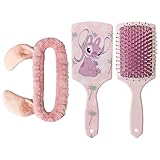 LUV HER Kids Disney Hair Brush & Spa Headband Set for Girls - Features Angel from Lilo and Stitch - Fun Grooming Kit for Detangling Styling - Soft & Stretchy One Size, Ages 3+