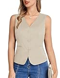 Women's Apricot Vest Tops Business Casual Vest Chalecos De Mujer De Vestir (Apricot, L)