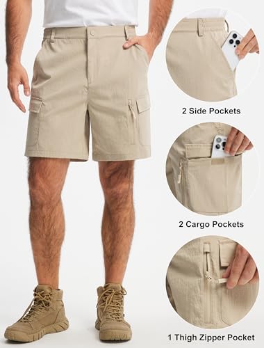 Image of Libin Men's Hiking Cargo Shorts with Zipper Pockets
