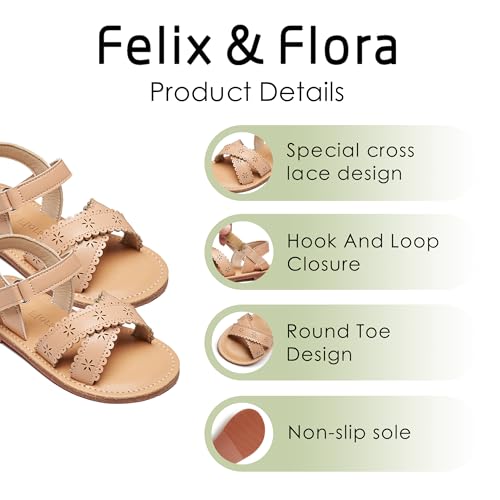 Image of Felix & Flora Toddler Girl Sandals - Little Girl Easter Dress Shoes Lightweight Open Toe Beach Holiday Flats