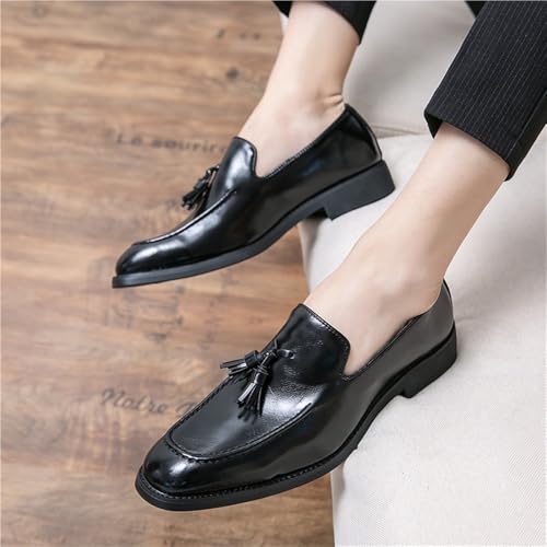 Men's Loafers Shoes Tassel Square Burnished Toe Loafer Vegan Leather Lightweight Comfortable Anti Slip Classic Prom Slip on4