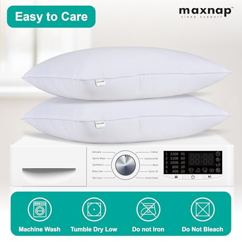Image of Luxury Comfort White Pillow with White Beading | Soft Microfiber Fabric | Plush Conjugate Fiber Filling | Elegant & Durable Design | Standard 27 x 17 Inch | Set of 1