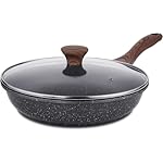 Sensarte Nonstick Frying Pan Skillet with Lid, Swiss Granite Coating Omelette Pan with Cover, Healthy Cookware Chef's Pan with Top, PFOA Free
