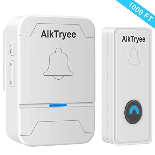 Wireless Doorbell, Wireless Door Bell Chime Kit with LED Light, Easy Install, by AikTryee.