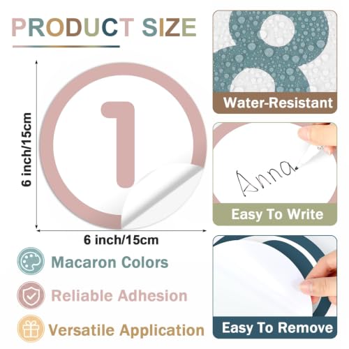 60Pcs 6in Floor Stickers for Classroom Morandi Line up Number Spot Vinyl Floor Carpet Decorations Removable Round Stickers Markers for Teachers Students Elementary School and Preschool Supplies - Image 2