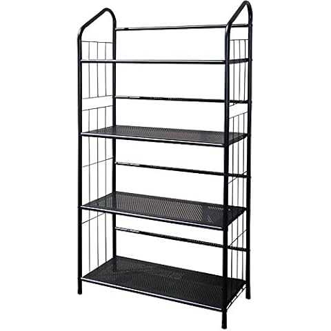 Legacy Decor 4 Tier Metal Utility Rack Bookcase Bookshelf Black Finish 48.5" High X 26" Wide X 13" Deep (4 Tier) Cover
