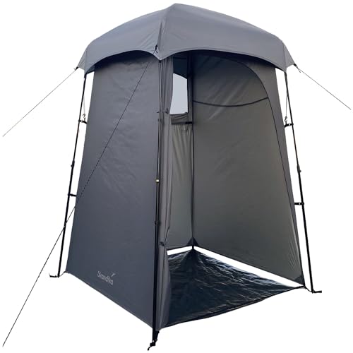 Skandika Duschzelt Quick Start | Pop-up Umkleidezelt mit 210 cm Stehhöhe, silberbeschichtet, Blickdicht, separater Boden, abdeckbares Fenster mit Moskitonetz, Duschbefestigung | Camping Toilettenzelt