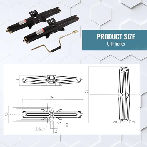 Image of Doppy 2Pcs RV Stabilizing Scissor Jack, 2.95 Ton /6500 lbs Leveling Scissor Jacks Set with Handle, RV Trailer Camper Stabilizer, for Trucks Cars MPVs Sedans, Station Wagon
