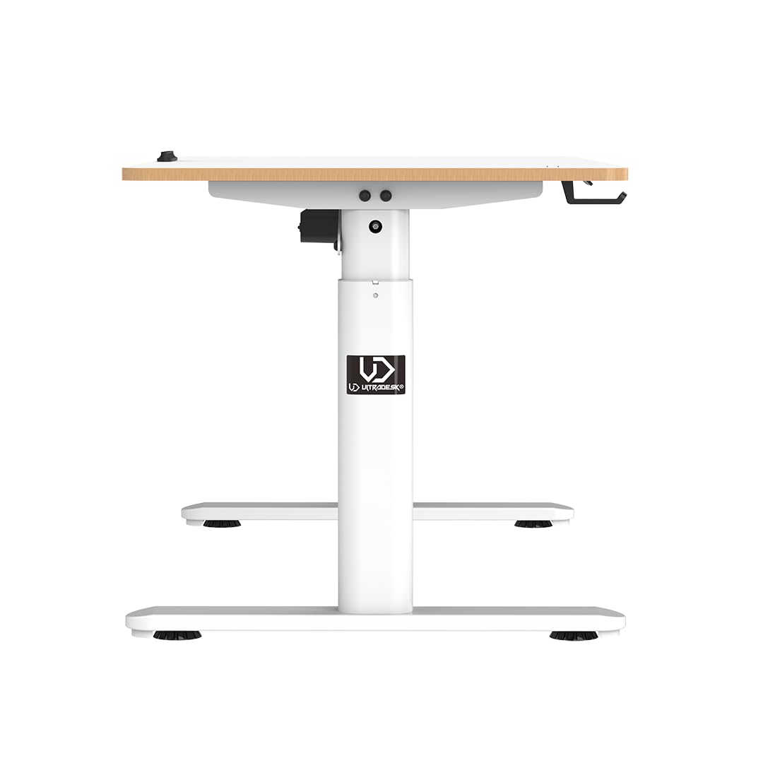 ULTRADESK - Pulsar Kinderschreibtisch Höhenverstellbar - Höhenverstellbarer Schreibtisch - 120x60x55-81cm - Computertisch für 2 Monitore - für Kinderzimmer, Jugendzimmer - Weiß