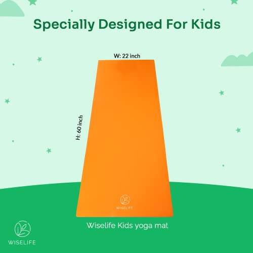 Image of Wiselife 6MM Kids Yoga Mat Play & Exercise | Children Mat With Fun print Games - Playtime For Kids | Extra Thick, Soft, Easy to Fold, Anti Skid, Anti Slip (Orange)
