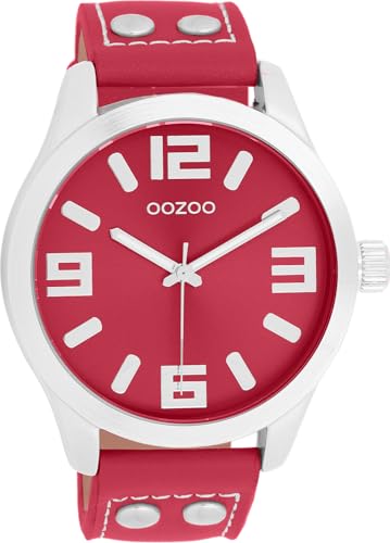 Oozoo Basic Line C11554 - Reloj de pulsera con correa de piel, 47 mm, color rojo y rojo Oozoo Basic Line C11554 - Reloj de pulsera con correa de piel, 47 mm, color rojo y rojo