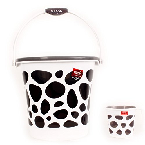 Image of MILTON Plastic Duplex Bucket With Mug, Grey, 25 L