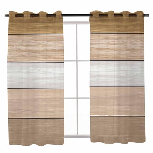 Homechoid Brown Wood Grain Sheer Curtains 45 Inches Long 2