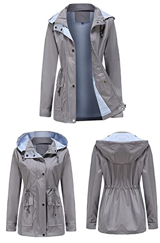 Insun Casaco feminino leve à prova de vento à prova de vento, jaqueta de chuva com capuz removível c