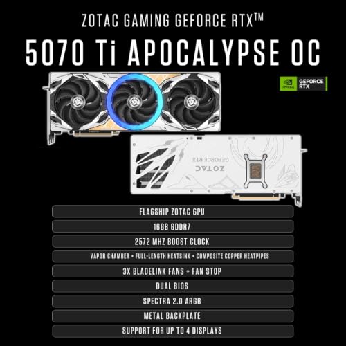 Image of ZOTAC MEK Gaming PC Desktop, NVIDIA GeForce RTX 5070 Ti Apocalypse OC 16GB GDDR7, Intel Ultra 7 265KF Up to 5.5GHz, 32GB DDR5, 1TB NVMe SSD, 750W 80+ Gold PSU, WiFi 6E, Bluetooth 5.3, Windows 11 Pro