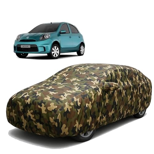Image of Sulfar 100% Waterproof Car Body Cover for Nissan Micra Active - Triple-Stitched Dustproof UV, Heat & Rain Protection with Mirror Pockets, Full-Bottom Elastic & Free Storage Bag - All-Weather Indoor Ou