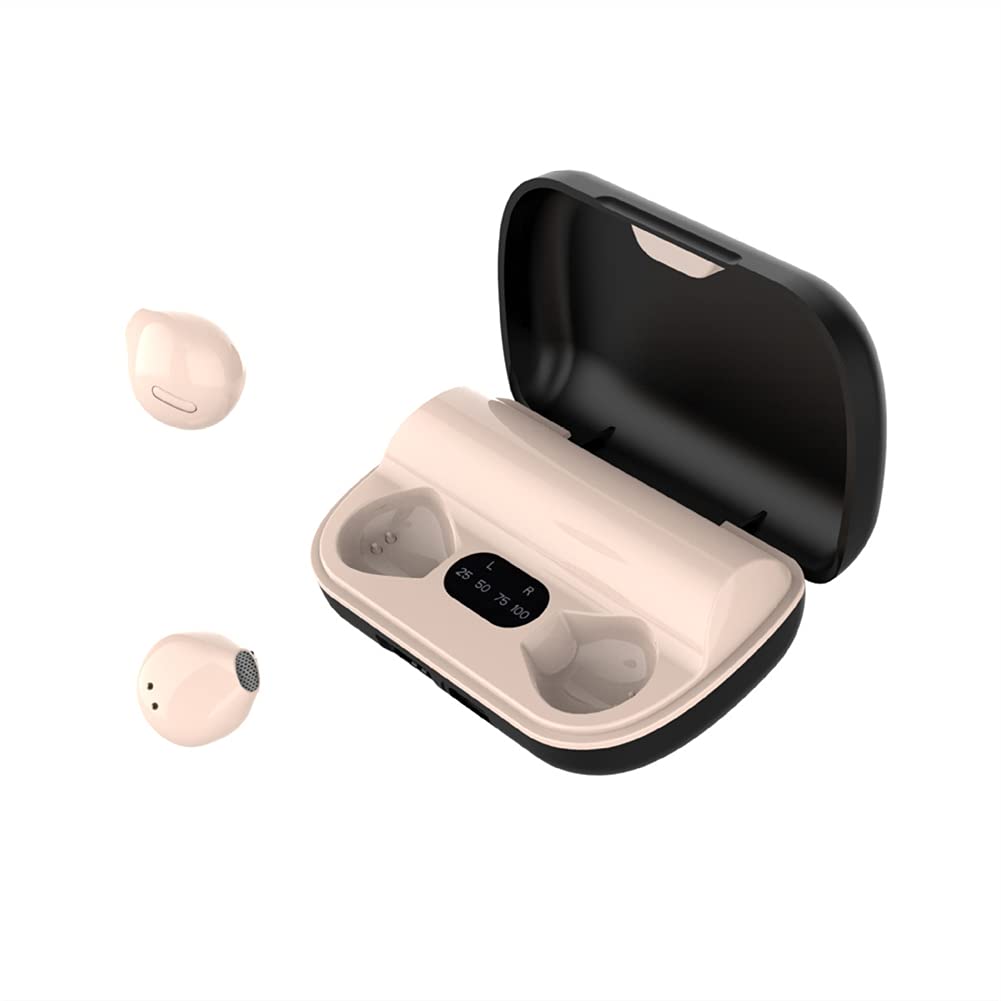 Vero Auricolari Wireless, Cuffie Bluetooth in Auricolari in Esecuzione Dell'orecchio con Rumore Che Annulla Il Microfono, per Lavoro, Ufficio Domestico,Beige